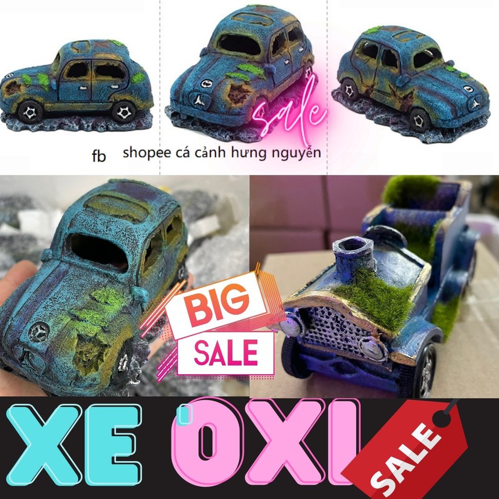 Mô hình xe cổ tạo oxi chìm dưới bể cá | phụ kiện sủi oxi trang trí hồ cá