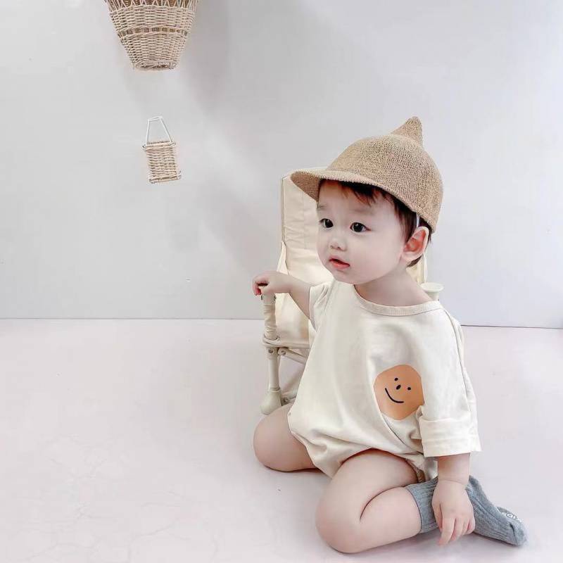 Bộ Áo Liền Quần Tay Ngắn Chất Liệu Cotton In Họa Tiết Hoạt Hình Thời Trang Mùa Hè Cho Bé Trai Và Gái