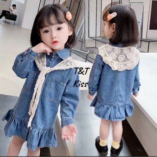 Váy bò váy jean kèm khăn đan, hàng xịn đẹp bán shop