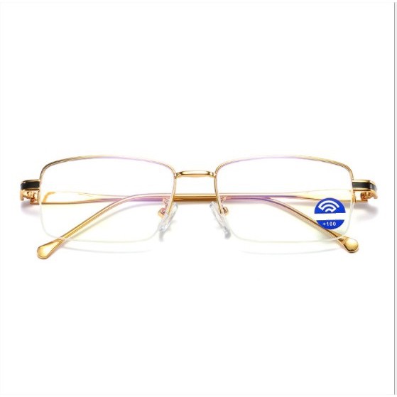 GỌNG KÍNH THỜI TRANG TITANIUM loại I màu gold dáng doanh nhân cao cấp Nhật bản không rỉ tặng hộp và khăn