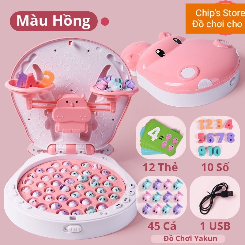 Bộ đồ chơi câu cá hà mã toán học 4in1 cho bé