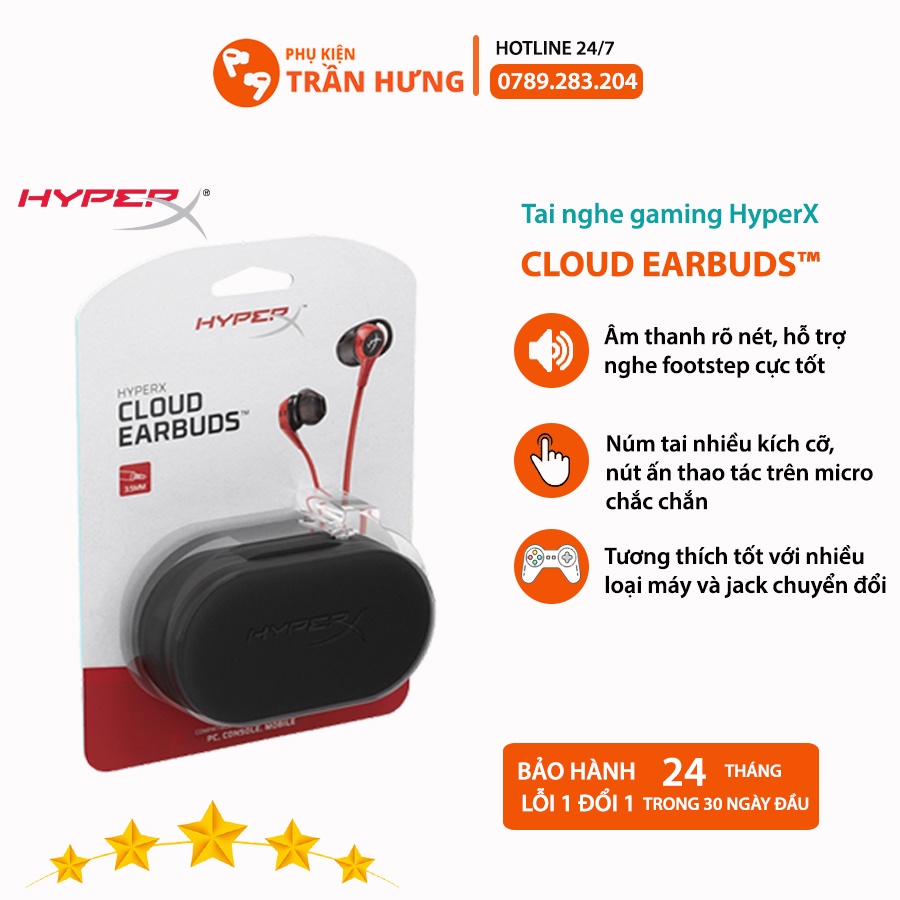 Tai nghe Kingston HyperX Cloud Earbuds - Tai nghe chuyên game Pubg mobile,Rules,COD,FreeFire