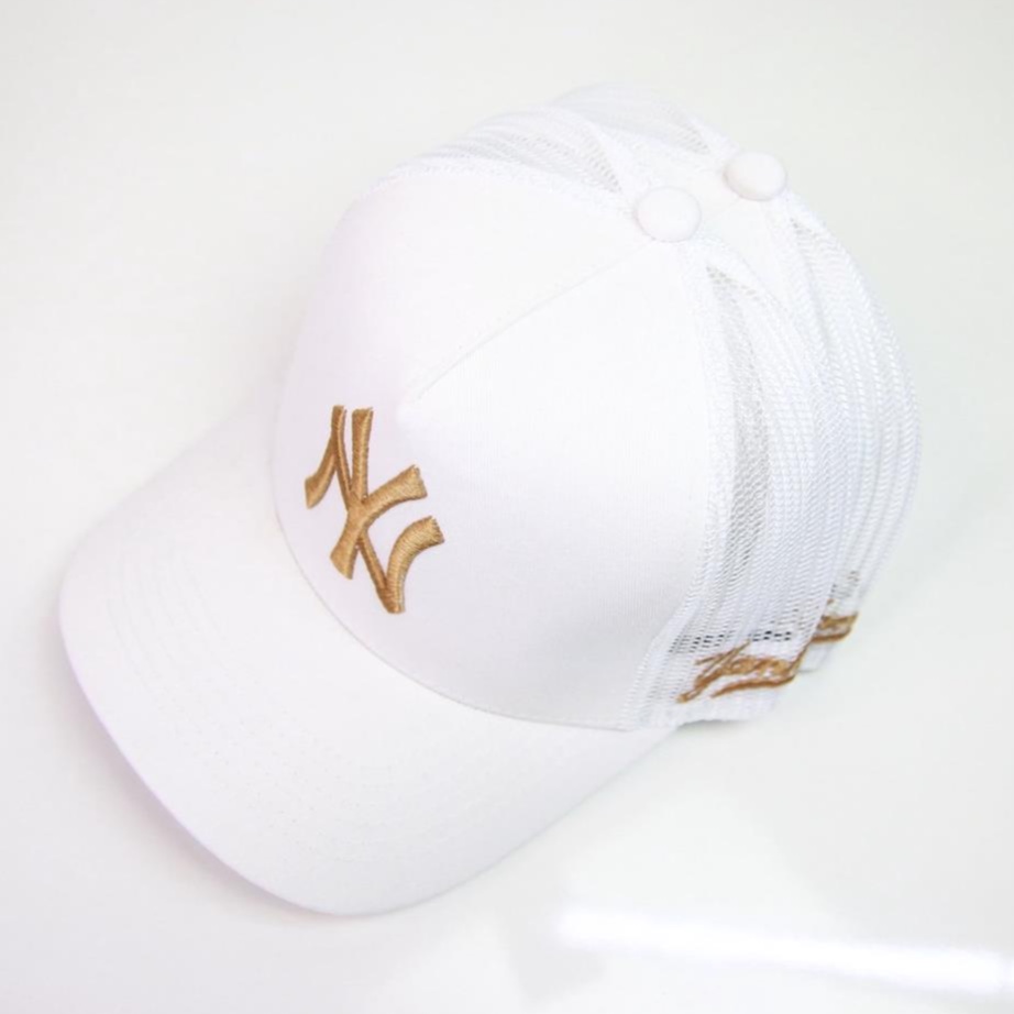 Nón kết MLB NY cotton thêu logo nổi cao cấp, bên hông có chữ Yankees, đuôi lưới full tem tag mã vạch nón free size