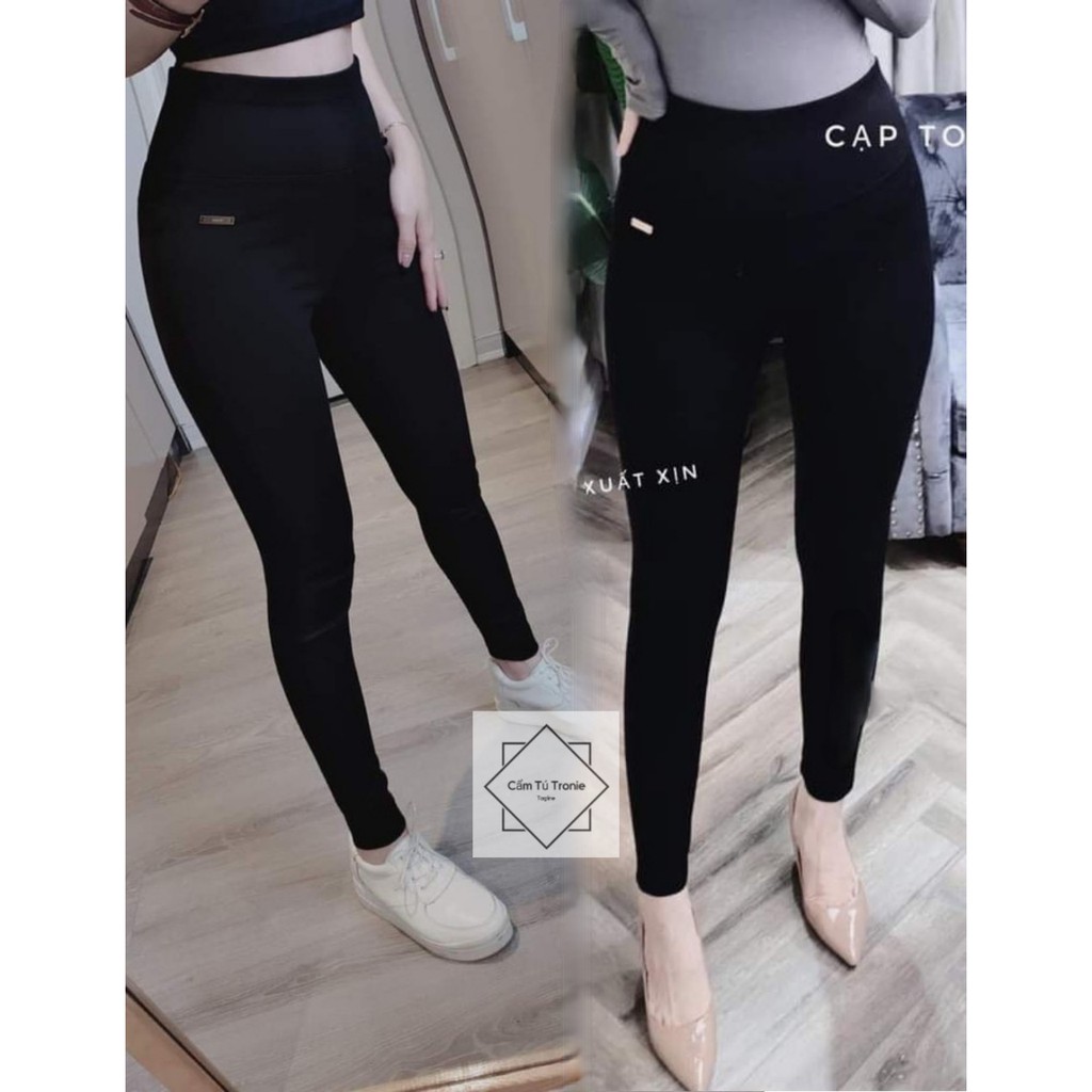 Quần legging nữ cạp cao nâng mông có túi vải UMI trơn gen bụng co dãn 4 chiều - Quần đen nữ lưng cao công sở mặc đi học