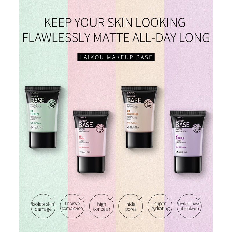 Kem cô lập bốn màu LAIKOU 35g Multi-effects Isolation cream Base Makeup Moisturizing Nude Primer  SPF35/PA++ | BigBuy360 - bigbuy360.vn