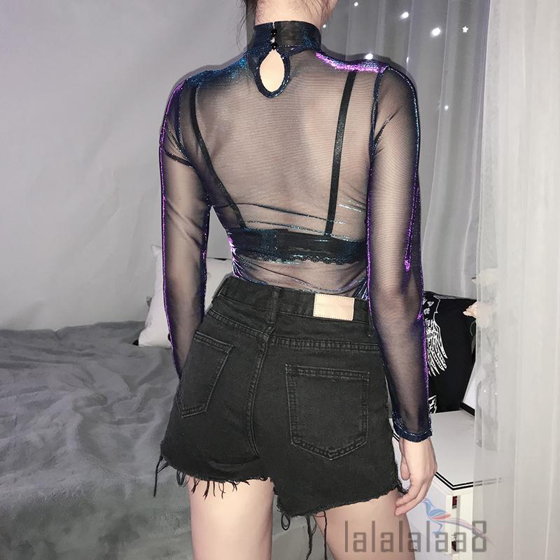 Áo lưới tay dài xuyên thấu quyến rũ cho nữ | BigBuy360 - bigbuy360.vn