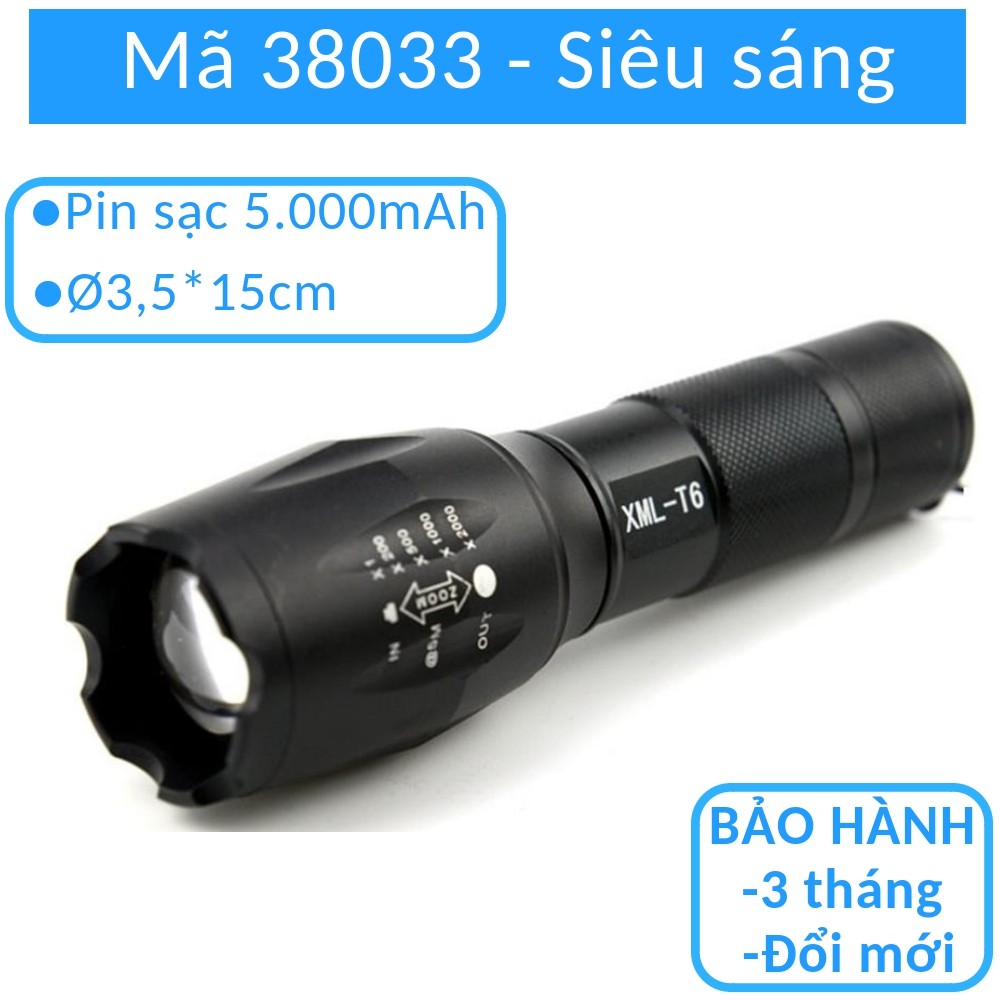 Đèn pin sạc điện siêu sáng K38033.A100