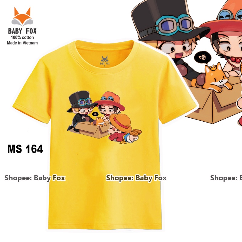 Áo thun bé trai 100% cotton loại tốt, áo phông thương hiệu BABY FOX, One Piece, Luffy, Zoro  n