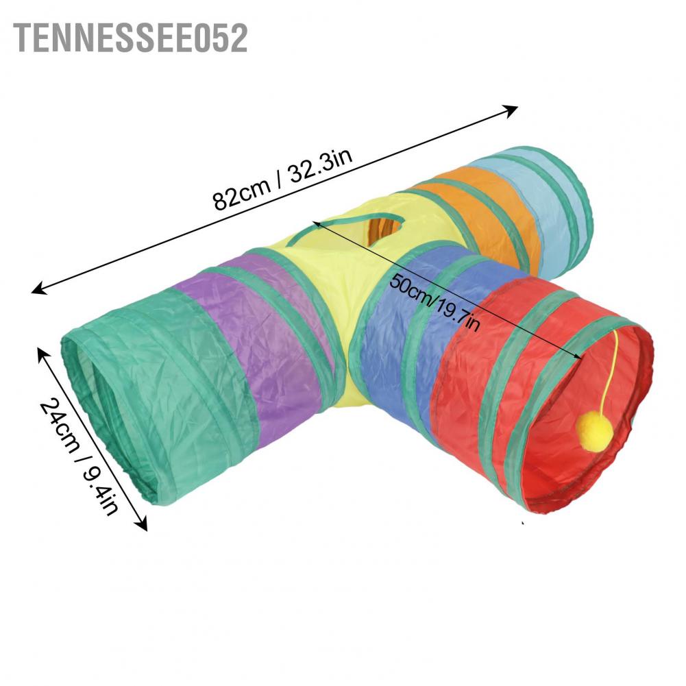Đồ chơi đường hầm chia 3 đường gấp cuộn cho mèo có treo bóng