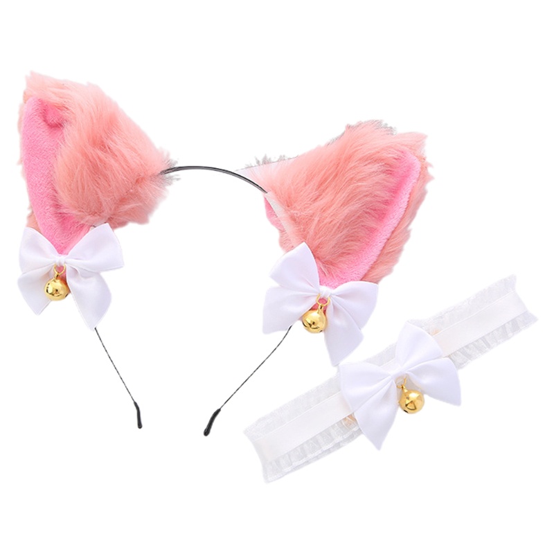 Vòng Cổ Choker Ren Hình Tai Mèo Phối Lông Thời Trang Dự Tiệc