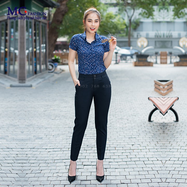 Quần âu nữ công sở ống côn màu tím than mc fashion q0248