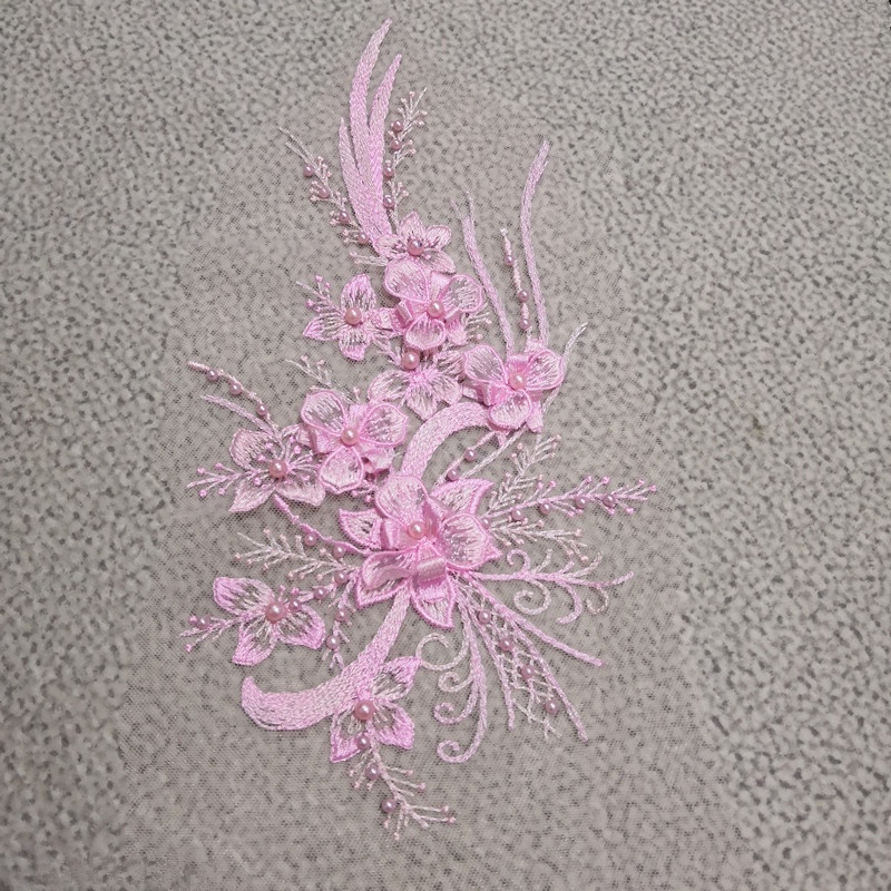 1 Miếng Vải Ren Thêu Hoa Màu Vàng Đồng 32 * 16cm