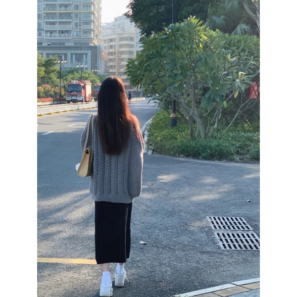 Set Áo Len Thừng Kèm Chân Váy Dài Len Gân Mỏng Phong Cách Hàn Quốc  ❤️
