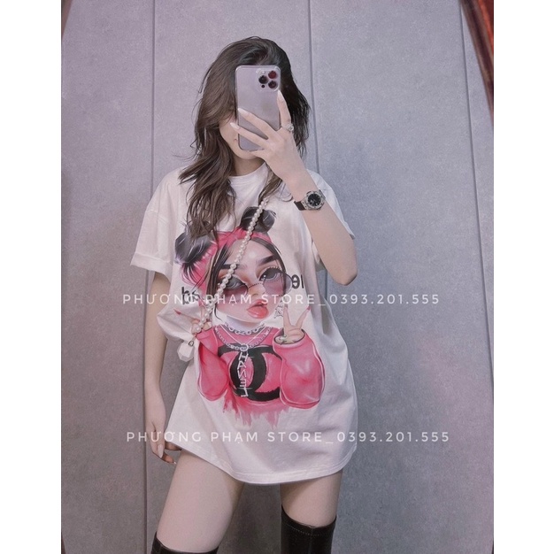Áo Phông Cô Gái Búi Tóc Tay Ngắn Hit Hot