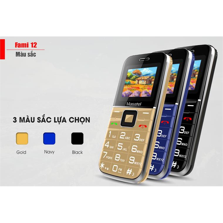 Điện Thoại Cho Người Già Masstel Fami 12 4G - Viền Kim Loại, Ăng Ten FM Không Dây [CHÍNH HÃNG]