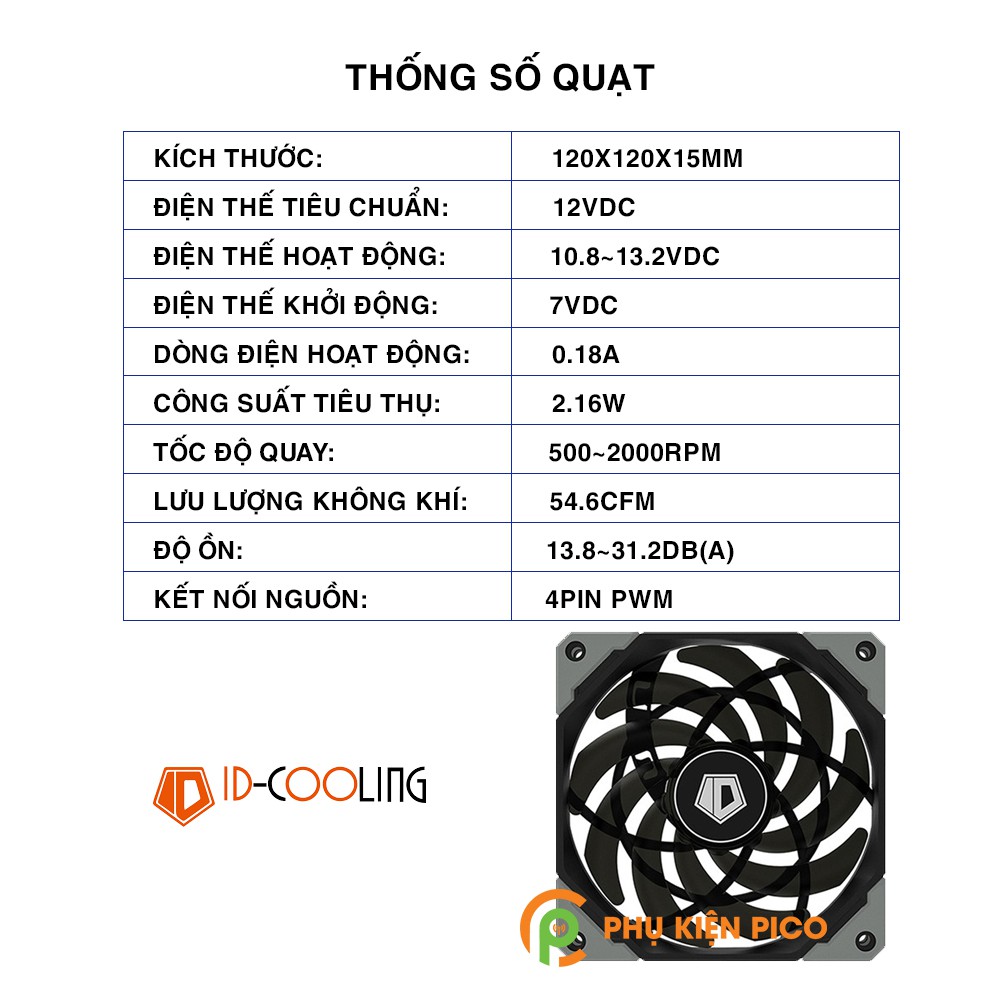 Quạt tản nhiệt case máy tính ID-COOLING NO-12015-XT 12cm - Quạt fan case ID-COOLING