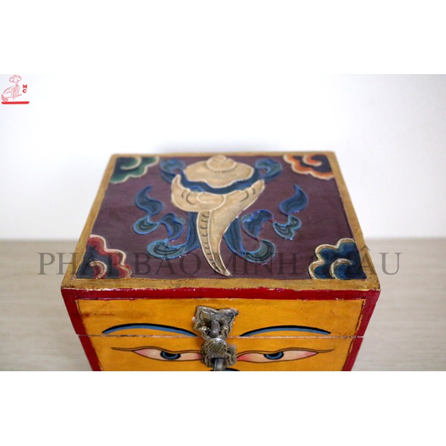 HỘP ĐỰNG ĐỒ GỖ NEPAL (15x12x14) (HỘP ĐỰNG PHÁP KHÍ, THUỐC PHÁP, KINH SÁCH,...)