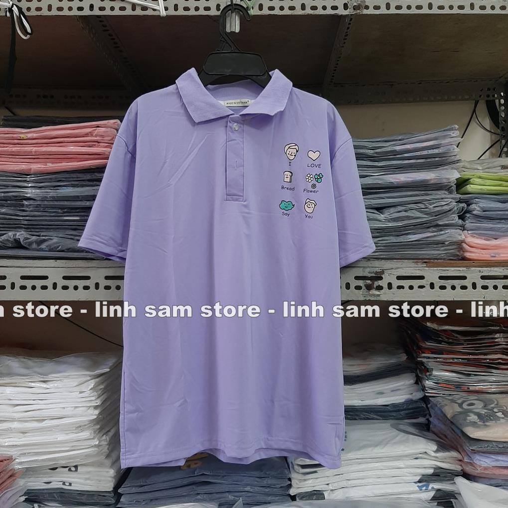 Áo thun POLO nữ tay lỡ có cổ phông form rộng freesize unisex mặc đi học, cặp, nhóm, lớp in hình DỄ THƯƠNG ་