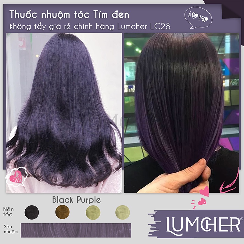 Thuốc nhuộm tóc Đen Tím - Tím Đen không tẩy chính hãng Lumcher LC28