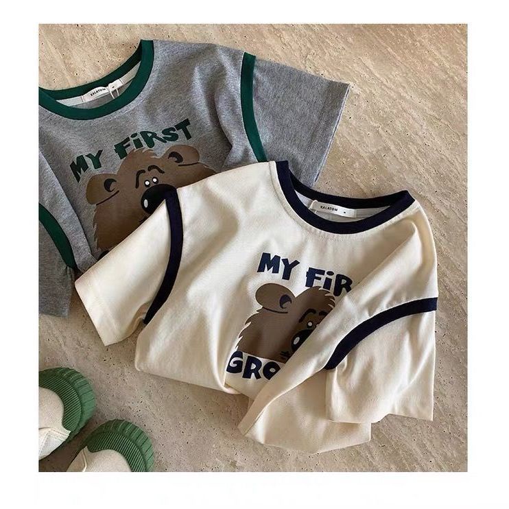 Áo Thun Tay Ngắn Hoạ Tiết Hoạt Hình Phong Cách Hàn Quốc