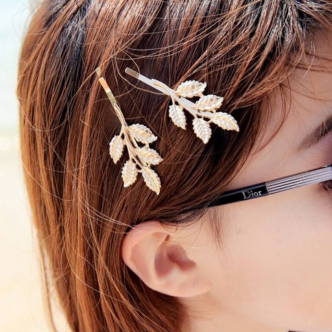Kẹp tóc lá màu vàng phong cách vintage nhẹ nhàng cổ điển 04