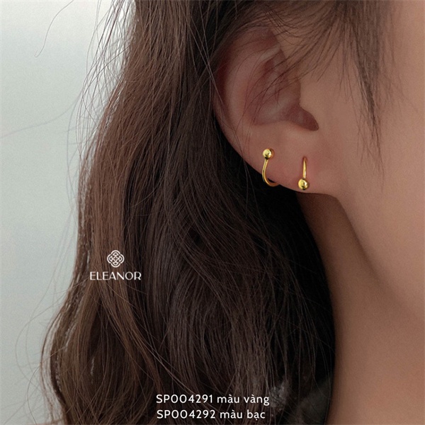 Bông tai nữ nụ chuôi bạc 925 Eleanor Accessories phụ kiện trang sức nhỏ xinh dáng cong ôm tai