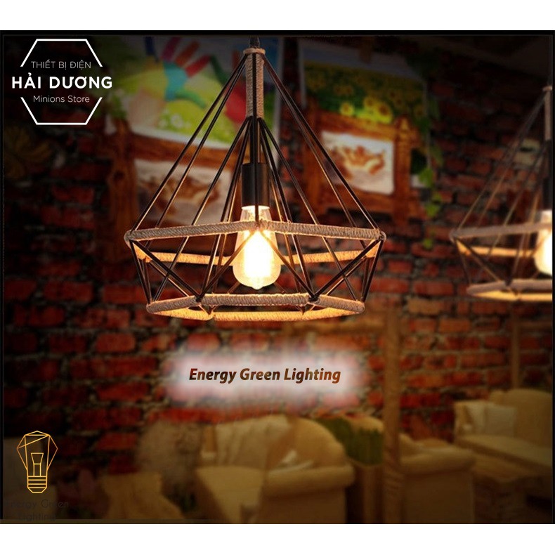 Đèn Thả Decor Kim Cương Quấn Dây Phong Cách Tân Cổ Điển - Đường Kính 25cm - Tặng kèm bóng led - Energy Green Lighting