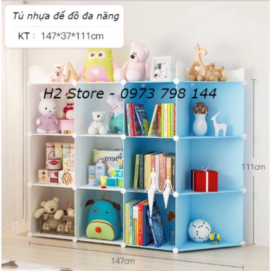 TỦ NHỰA LẮP GHÉP ĐỂ ĐỒ DÙNG TIỆN DỤNG 9 Ô + 3 KỆ GÓC PHỐI MÀU ĐẸP sâu 47cm