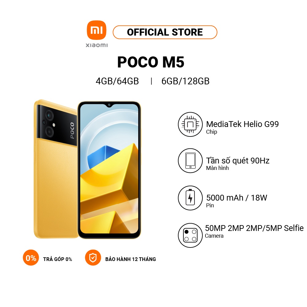 [Mã ELBAUCN1 Giảm 5%] Điện thoại Xiaomi POCO M5 4GB+64GB/6GB+128GB | Pin 5000mAh | MediaTek Helio G99 | BigBuy360 - bigbuy360.vn