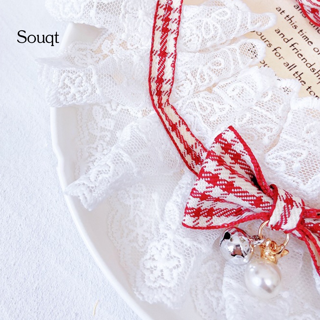 Vòng Cổ Vải Ren Thắt Nơ Thời Trang Cho Thú Cưng