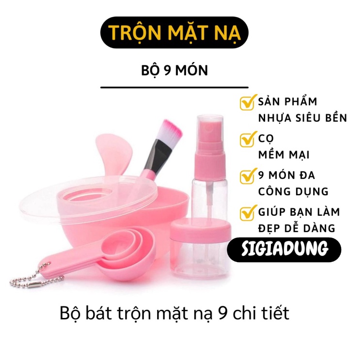 [SGD] Dụng Cụ Trộn Mặt Nạ - Bộ 9 Món Bát Trộn Đắp Mask Gồm Bát, Que, Chổi Cọ Và Thìa Đong 6279