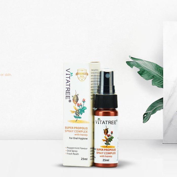 [Hàng Chuẩn ÚC] Xịt keo ong Vitatree ÚC - Giảm các triệu chứng ho - Cảm lạnh 25ML