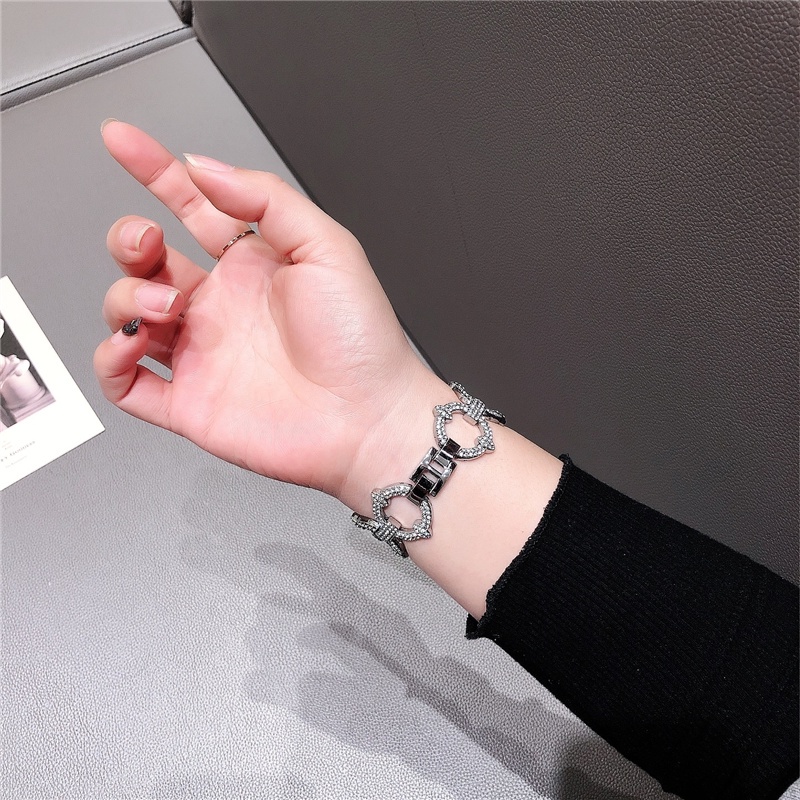 Sang Trọng Dây Đeo Đồng Hồ Bằng Kim Loại Đính Đá Hình Chữ O Cho iwatch 7 6 SE 5 4 3 2 1 / 41mm 45mm 38mm 40mm 42mm 44mm