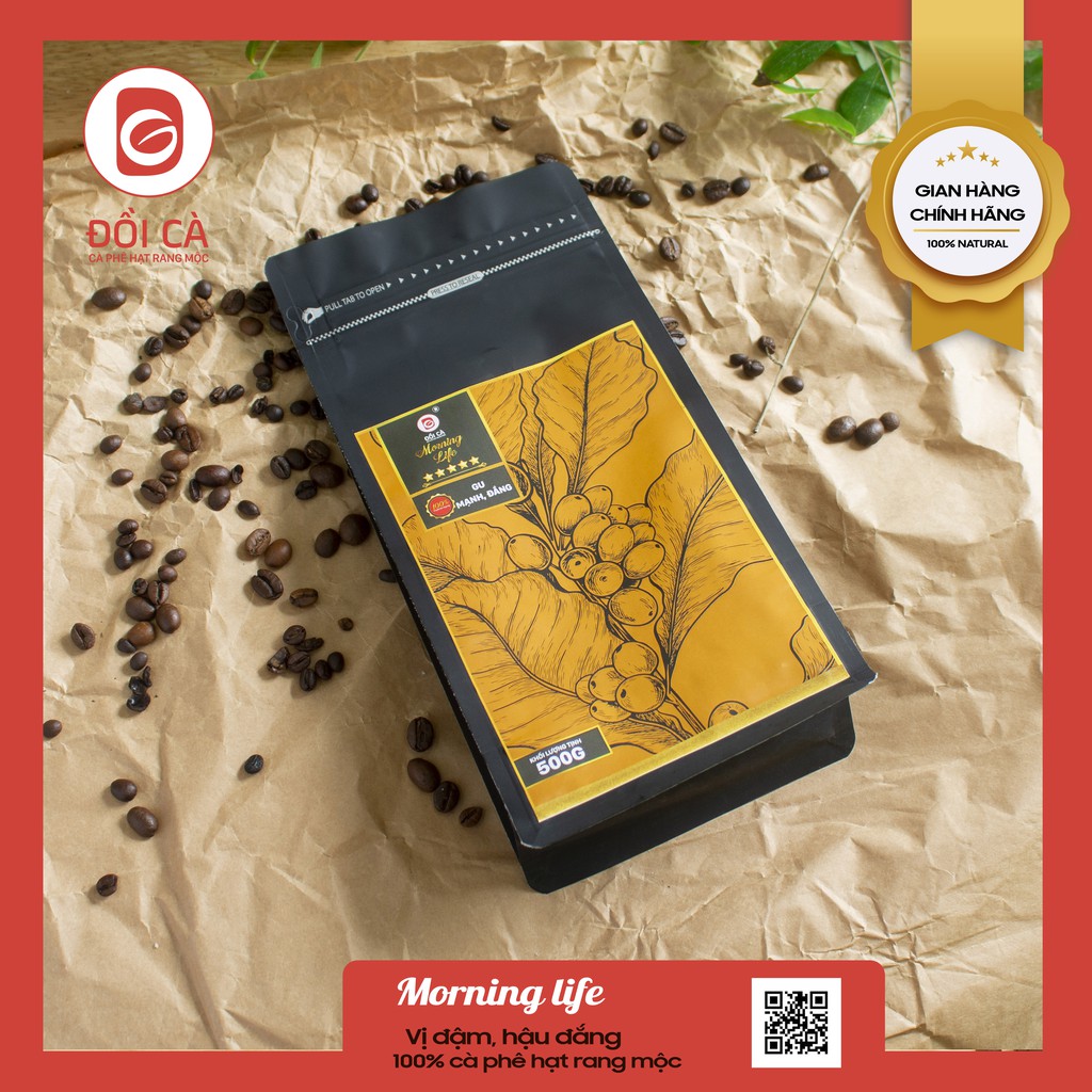Cà phê Đồi Cà rang xay nguyên chất Morning Life cà phê pha phin.  Túi 250g, 500g, 1kg. Tặng TÚI THƠM | BigBuy360 - bigbuy360.vn