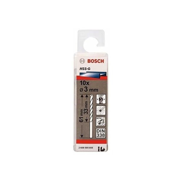 BOSCH Bộ 10 Mũi Khoan Sắt Hss-G 3mm