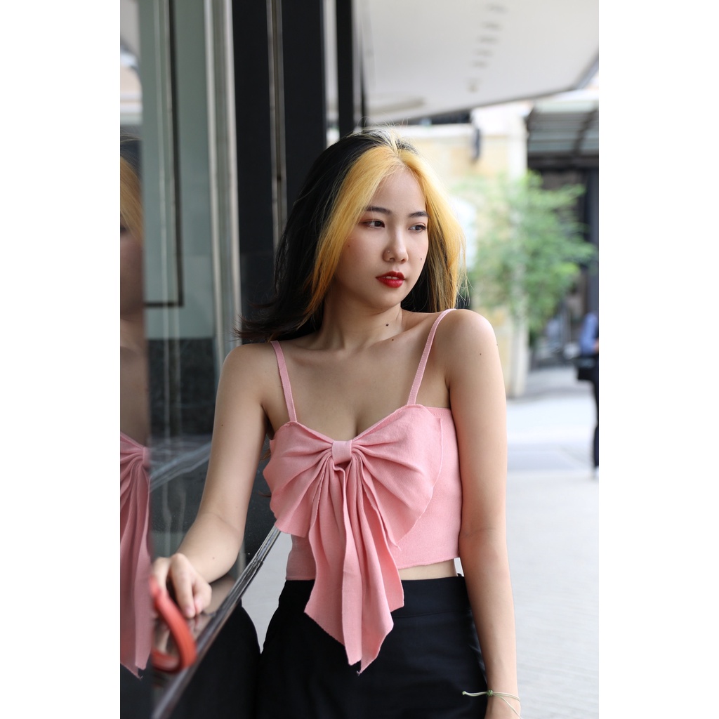 Áo hai dây nữ UNNIE phối nơ to màu sắc ngọt ngào . (HÌNH THẬT 100%)
