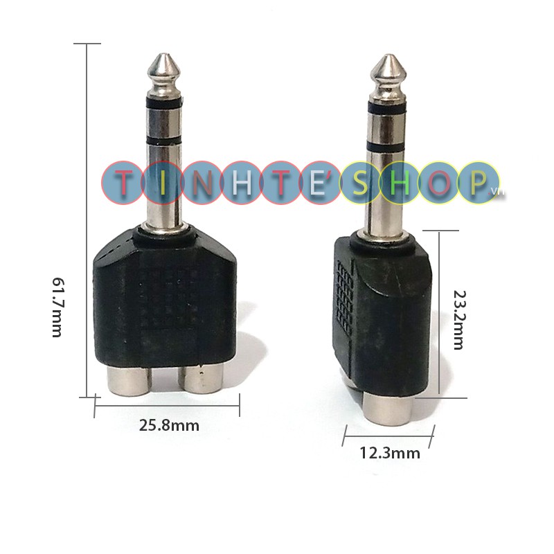 Jack 6ly stereo ra 2 hoa sen - Đầu chuyển 6.5mm TRS sang 2 RCA R+L