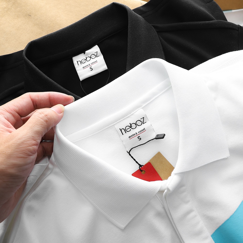 Áo thun nam có cổ, polo logo GREEN HEBOZ chất vải cotton 4 chiều in hình cao cấp - BLACK - 00001211