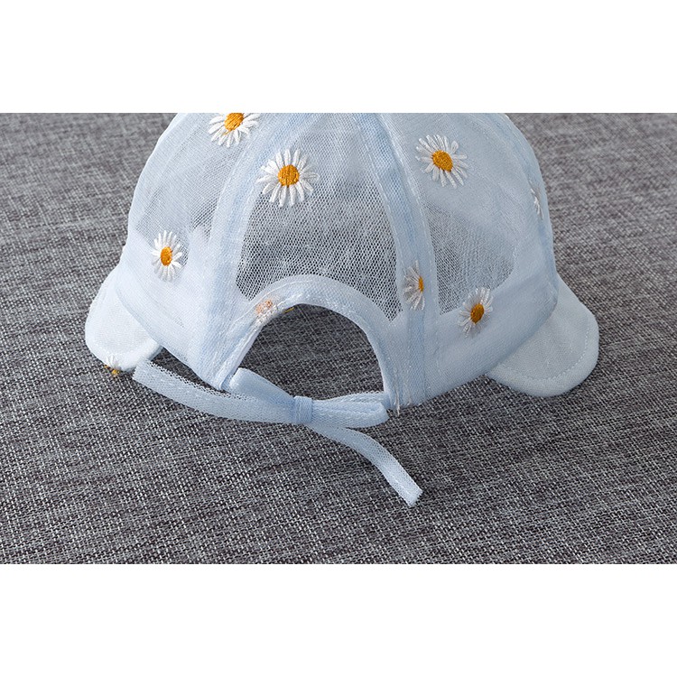 Mũ vành tròn cho bé từ 4 đến 12 tháng có nơ và họa tiết hoa cúc
