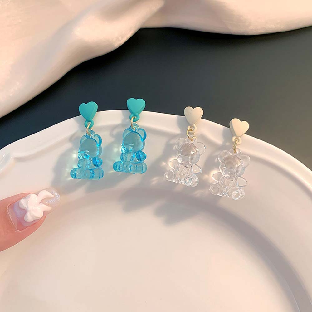 Khuyên Tai Nhựa Resin Acrylic Hình Gấu Nhiều Màu Sắc Thời Trang Cho Nữ