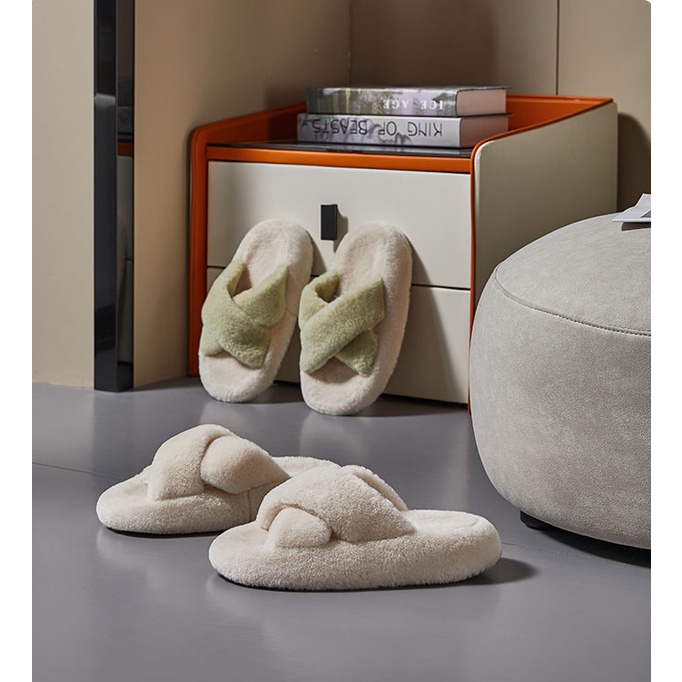 Dép đi trong nhà Posee PS7203W bằng bông chống trượt phong cách thu đông chất lượng cao cho nữ