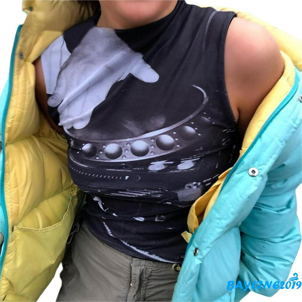 Áo Nữ Không Tay Họa Tiết Lá Thời Trang Quyến Rũ