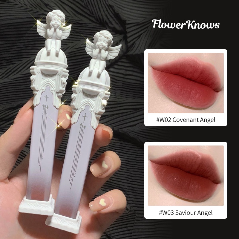 Son môi Flower Knows lâu trôi thiết kế vỏ hình thiên thần nhỏ sang trọng 14 màu sắc tự chọn 4g