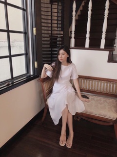 Váy trắng dây rút