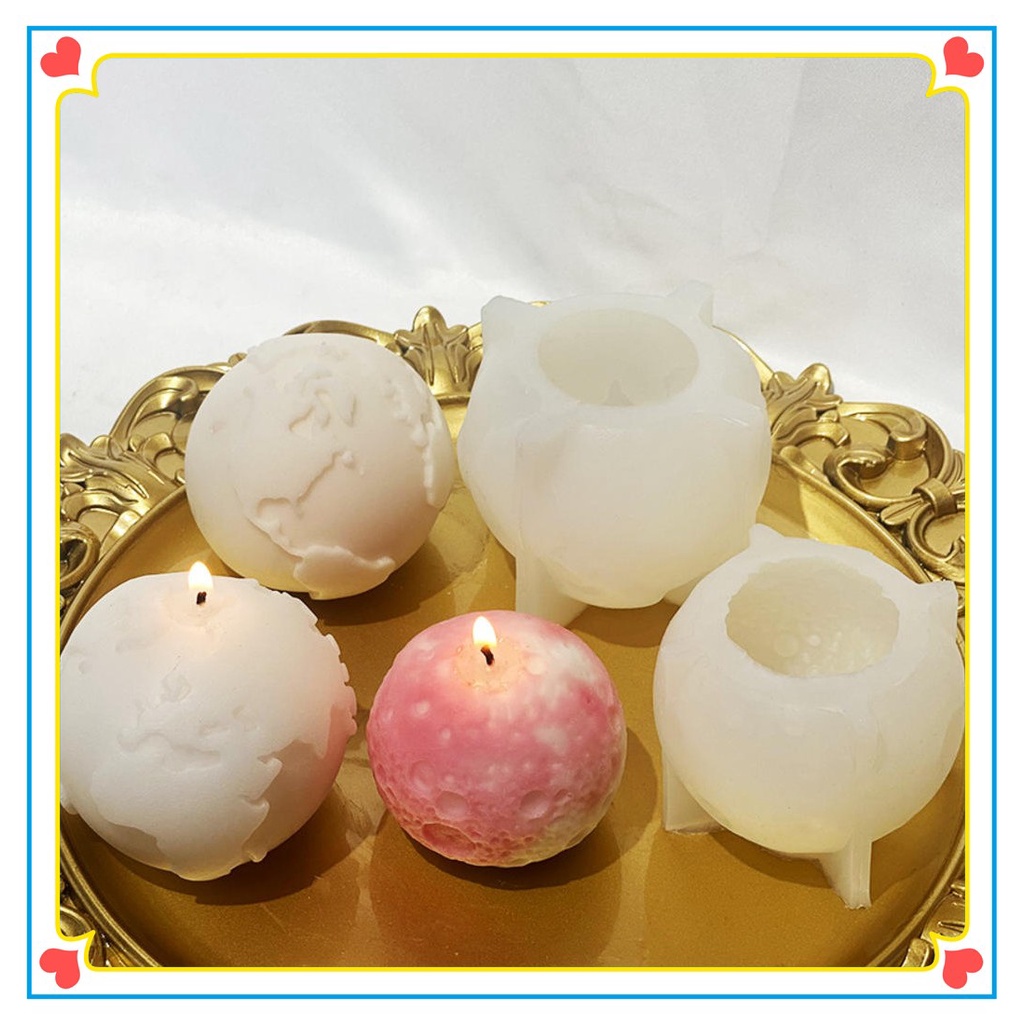 Khuôn Silicone Làm Nến Xà Phòng Hình Mặt Trăng / Trái Đất DIY