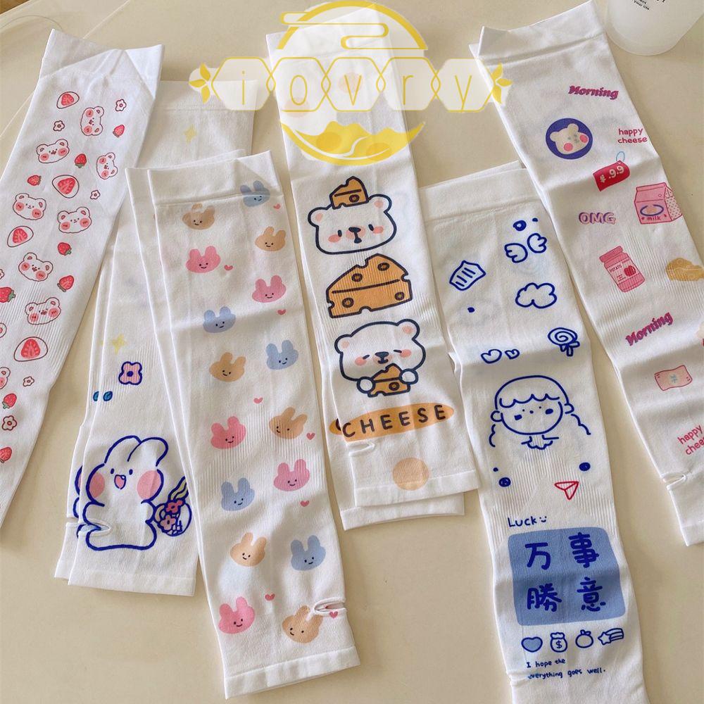 Găng Tay Chống Nắng Bằng Lụa Lạnh Họa Tiết Gấu Và Dâu Tây Hoạt Hình Cho Nữ