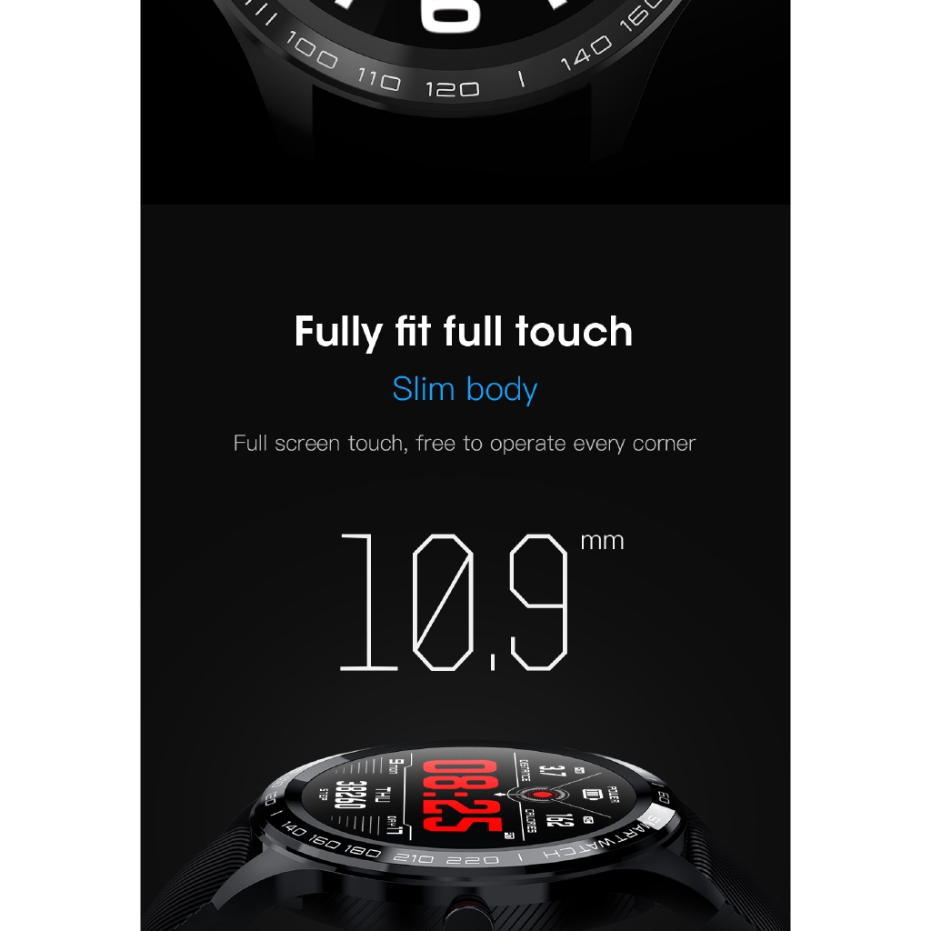 Microwear L9 Full Round Touch Screen Stainless Steel Bezel ECG Heart Rate O2 IP68 Facebook Display