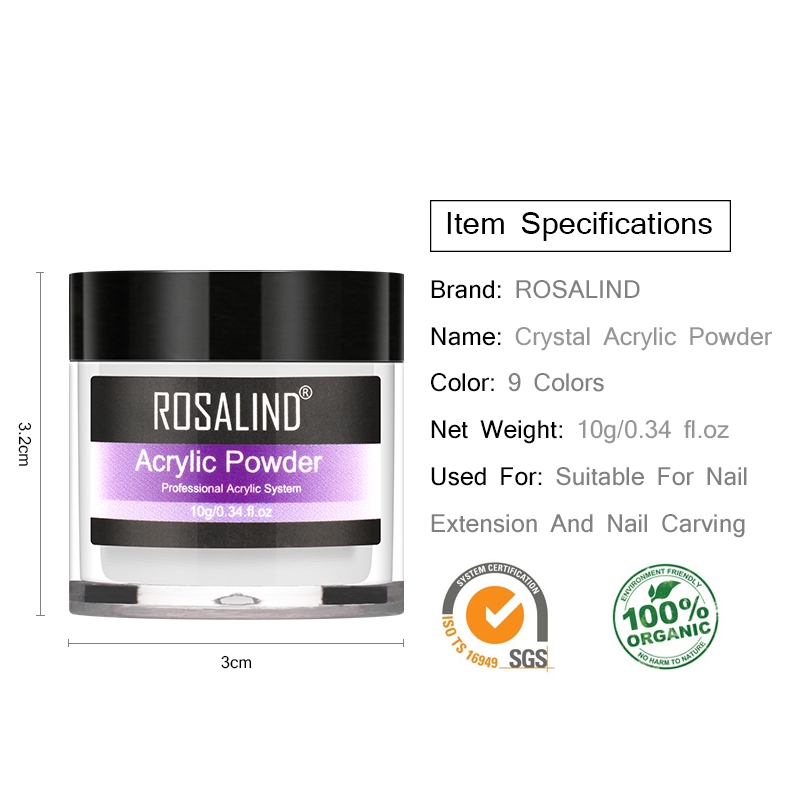 Bột acrylic ROSALIND 10g dùng đắp móng tay nghệ thuật