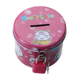Hộp ống heo đựng tiền tiết kiệm hình trụ có khóa tiện dụng