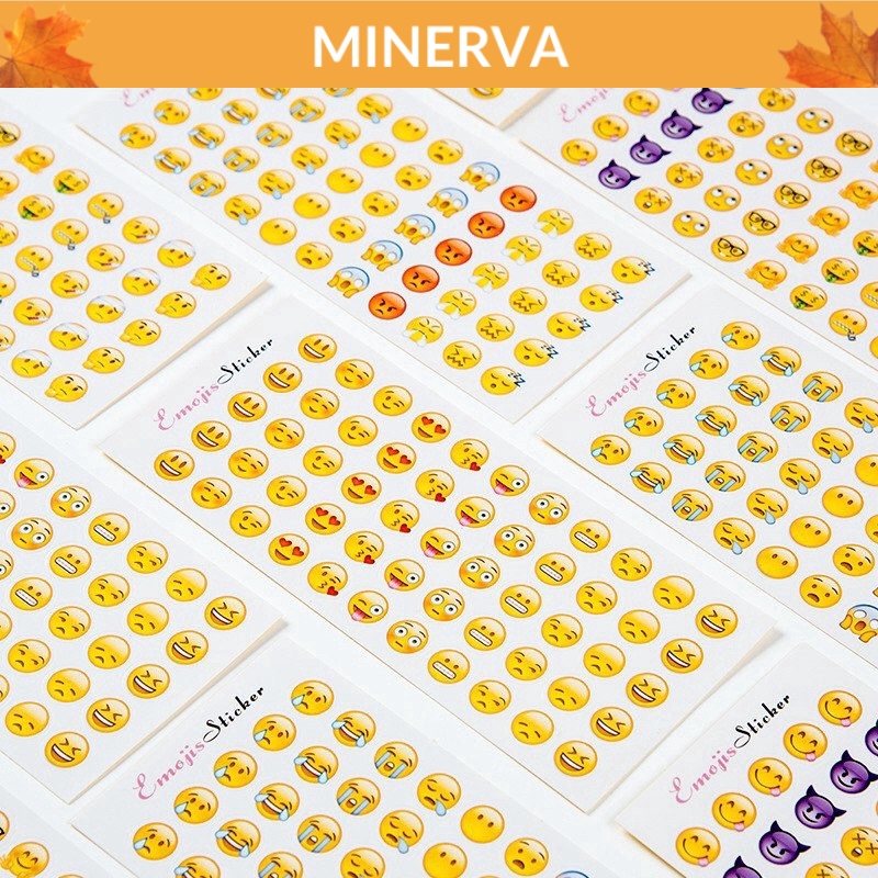 Set 3 tờ sticker nhãn dán emoji biểu tượng cảm xúc dễ thương trang trí sổ tay, thiệp, lịch để bàn, quà tặng